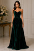Emerald Velvet Strapless Evening Gown