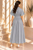 Gray Striped Button Front Midi Dress