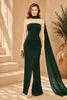 Green Cape Column Evening Gown