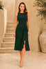 Green Cascade Ruffle Midi Dress
