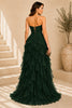 Green Corset Ruffle High Low Gown