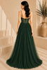 Green Corset Tulle High Slit Evening Gown