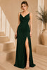 Green Cowl Neck High Slit Evening Gown