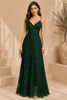 Green Floral Lace Evening Gown