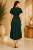 Green Flutter Sleeve Wrap Midi Dress