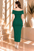Green Off Shoulder Midi Dress