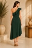 Green One Shoulder Ruffle Midi Dress