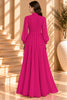 Hot Pink Pleated Button Front Wide Leg Maxi Dress