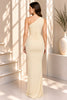Iovery Ruched One Shoulder Mermaid Maxi Dress
