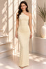 Iovery Ruched One Shoulder Mermaid Maxi Dress