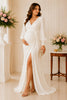Ivory Grace Long Sleeve Wrap Maternity Gown