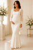 Ivory Long Sleeve Maternity Maxi Dress