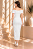 Ivory Off Shoulder Midi Dress