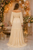 Ivory Off Shoulder Tiered Maternity Maxi Dress