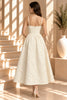 Ivory Textured Spaghetti Strap Midi Dress