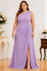 Lavender One Shoulder Ruched Plus Size Maxi Dress