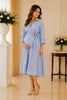 Light Blue Belted Collared Midi Dress
