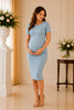 Light Blue Short Sleeve Bodycon Midi Dress