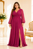 Magenta Chiffon Plus Size Gown