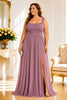 Mauve Chiffon Plus Size Evening Gown