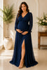 Midnight Elegance Long Shower Maternity Gown