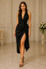 Midnight Muse Halter Wrap Dress