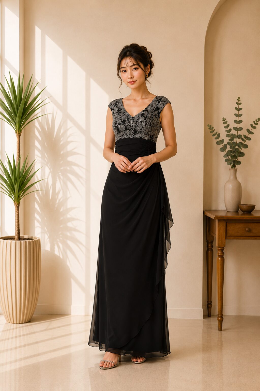 Midnight Sequin Chiffon Gown
