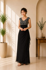 Midnight Sequin Chiffon Gown