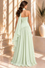 Mint Strapless Draped Cape Pleated Maxi Dress