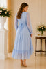 Misty Blue Swiss Dot Ruffle High-Low Dress