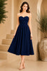 Navy Bliss Strapless Midi Dress