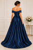 Navy Off Shoulder Bow Ball Gown