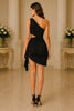 Noir Allure One Shoulder Cutout Mini Dress