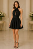 Noir Eclipse Halter Skater Mini Dress