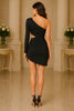 Noir Eclipse One Sleeve Cutout Mini Dress