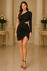 Noir Eclipse One Sleeve Cutout Mini Dress