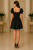 Noir Romance Puff Sleeve Skater Mini Dress
