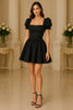 Noir Romance Puff Sleeve Skater Mini Dress