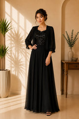 Noir Sequin Jacket Gown