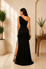 Noir Eclipse One-Shoulder Maxi Dress
