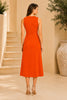 Orange Cascade Ruffle Midi Dress