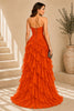 Orange Corset Ruffle High Low Gown