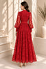 Orange Lace Button Front Tie Waist Maxi Dress