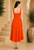 Orange Square Neck Cascade Draped