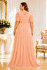 Peach Blush Chiffon Plus Size Maxi Dress