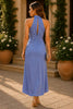 Periwinkle Grace Halter Midi Dress