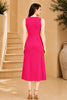 Pink Cascade Ruffle Midi Dress