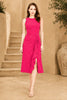 Pink Cascade Ruffle Midi Dress