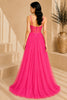 Pink Corset Tulle High Slit Evening Gown