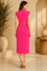Pink High Neck Knot Waist Midi Dress